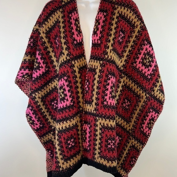 Anthropology COCOGIO‎ patchwork pattern cardigan sweater wrap - OS Made in Italy - Picture 1 of 7
